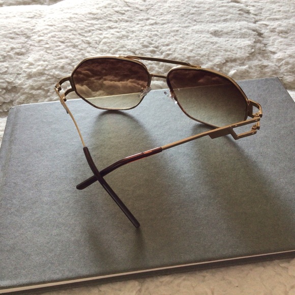 NYS Collection Mens Aviator Double Bridge Gold Metal Studded Frame Sunglasses - Picture 5 of 16